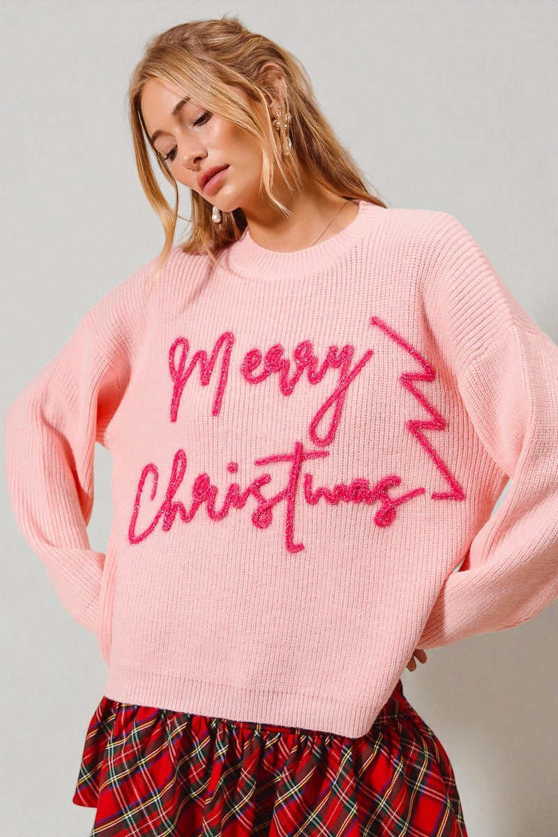Pink Merry Christmas Sweater