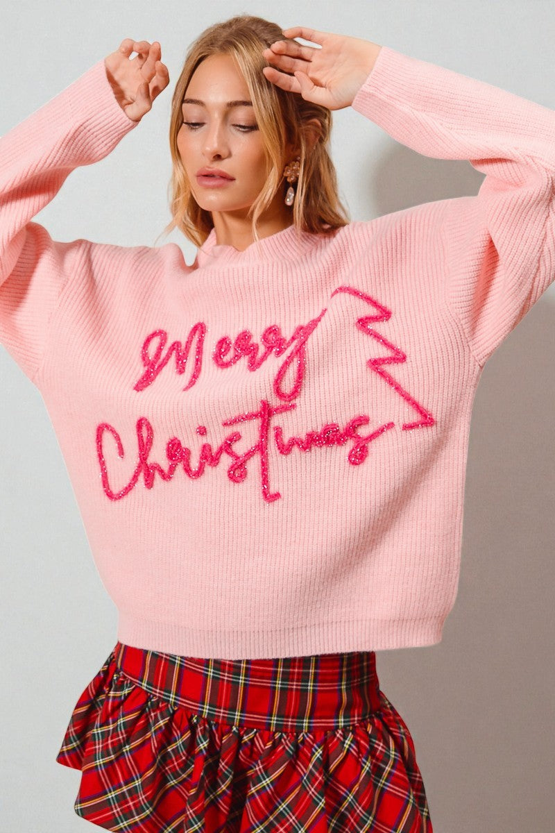 Pink Merry Christmas Sweater