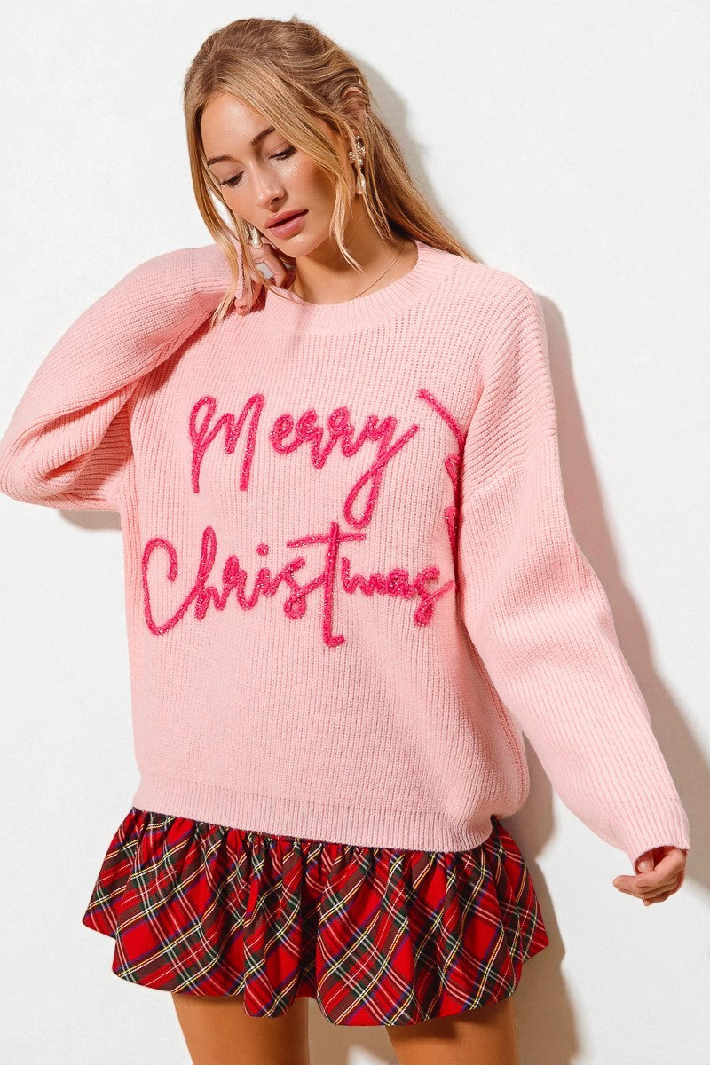 Pink Merry Christmas Sweater