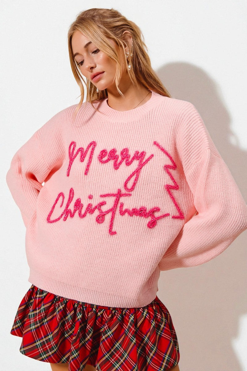 Pink Merry Christmas Sweater