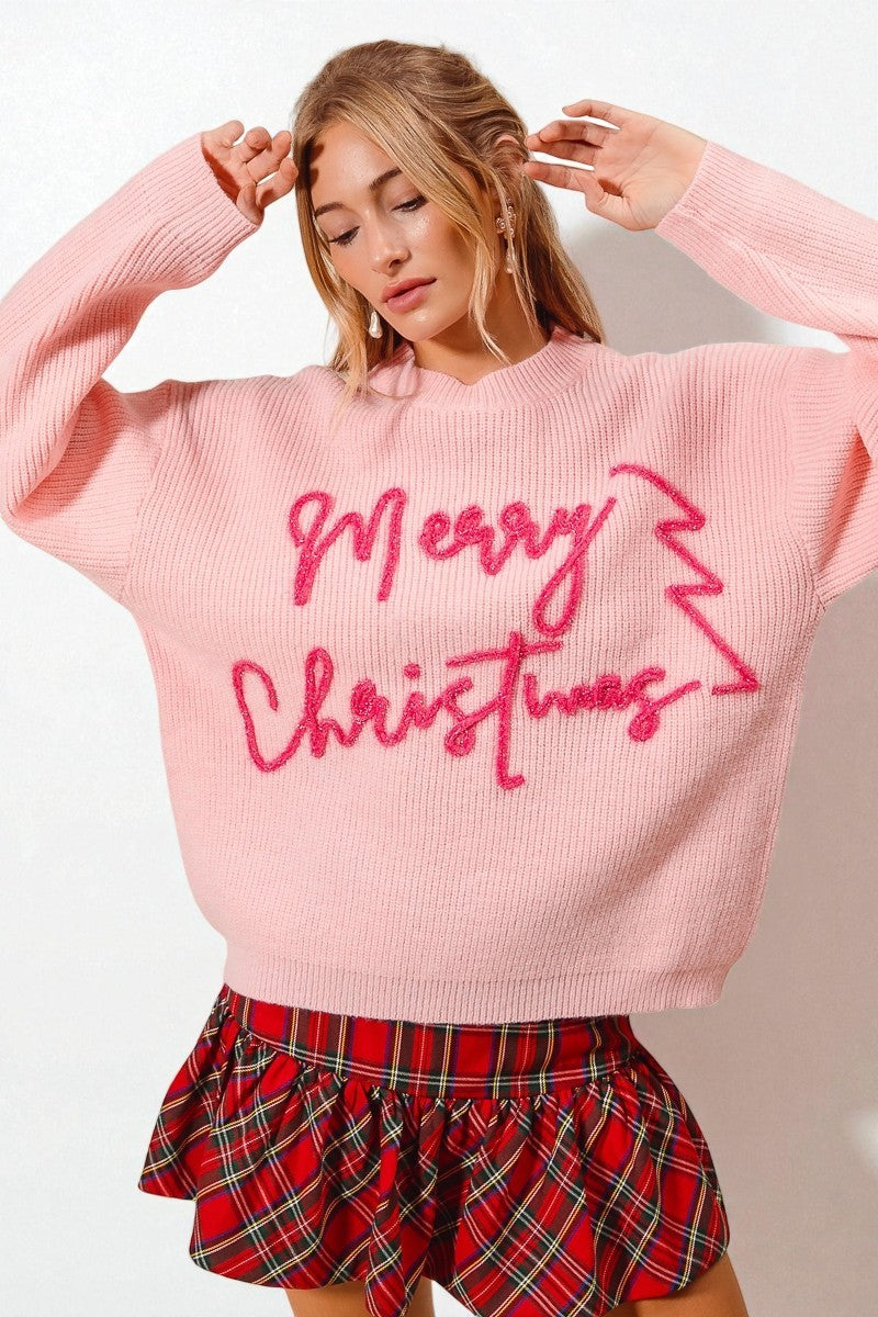Pink Merry Christmas Sweater