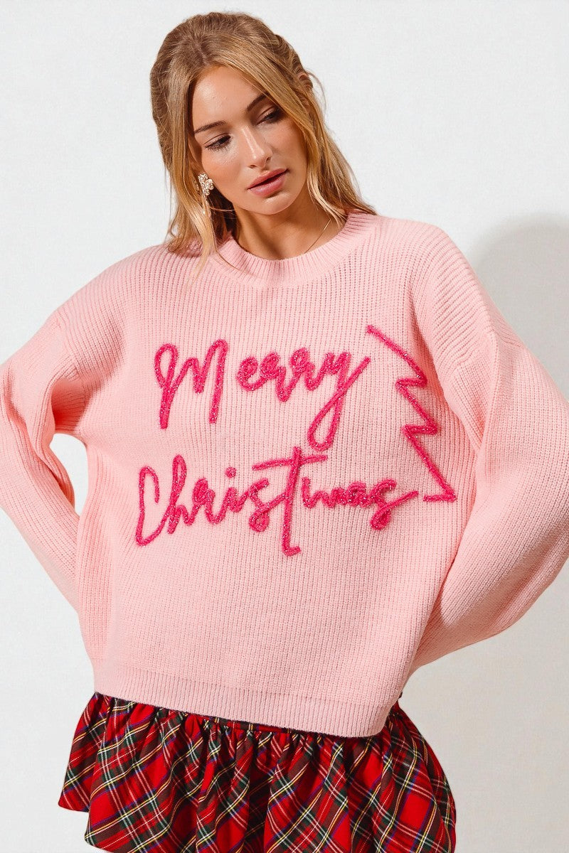Pink Merry Christmas Sweater