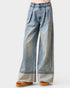 Light Wash Cuffed Wide Leg Jeans