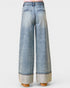 Light Wash Cuffed Wide Leg Jeans
