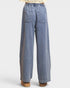 Blue wide-leg jeans on a white background