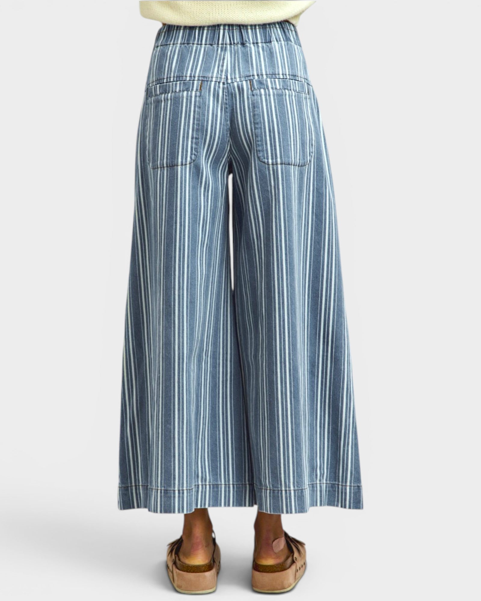 Denim Stripe Wide Leg Pants