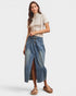 Medium Wash Denim Midi Skirt