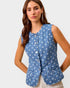 Medium Wash Polka Dot Denim Vest