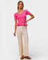 Hot Pink Ribbed Peplum Knit Top