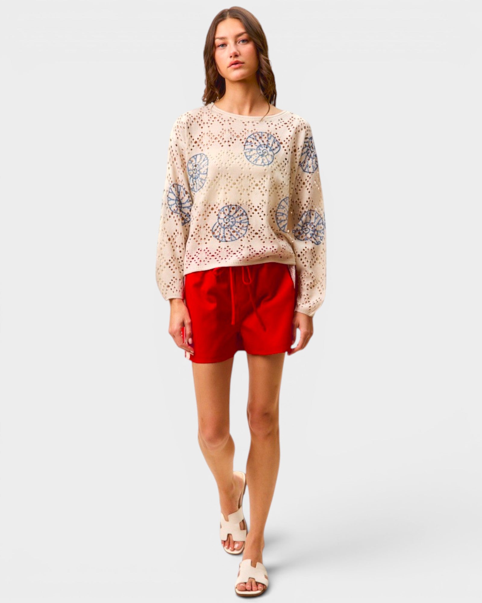 Cream Seashell Open Knit Sweater