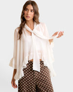 White Ruffle Tie Neck Blouse