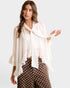 White Ruffle Tie Neck Blouse