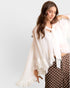 White Ruffle Tie Neck Blouse