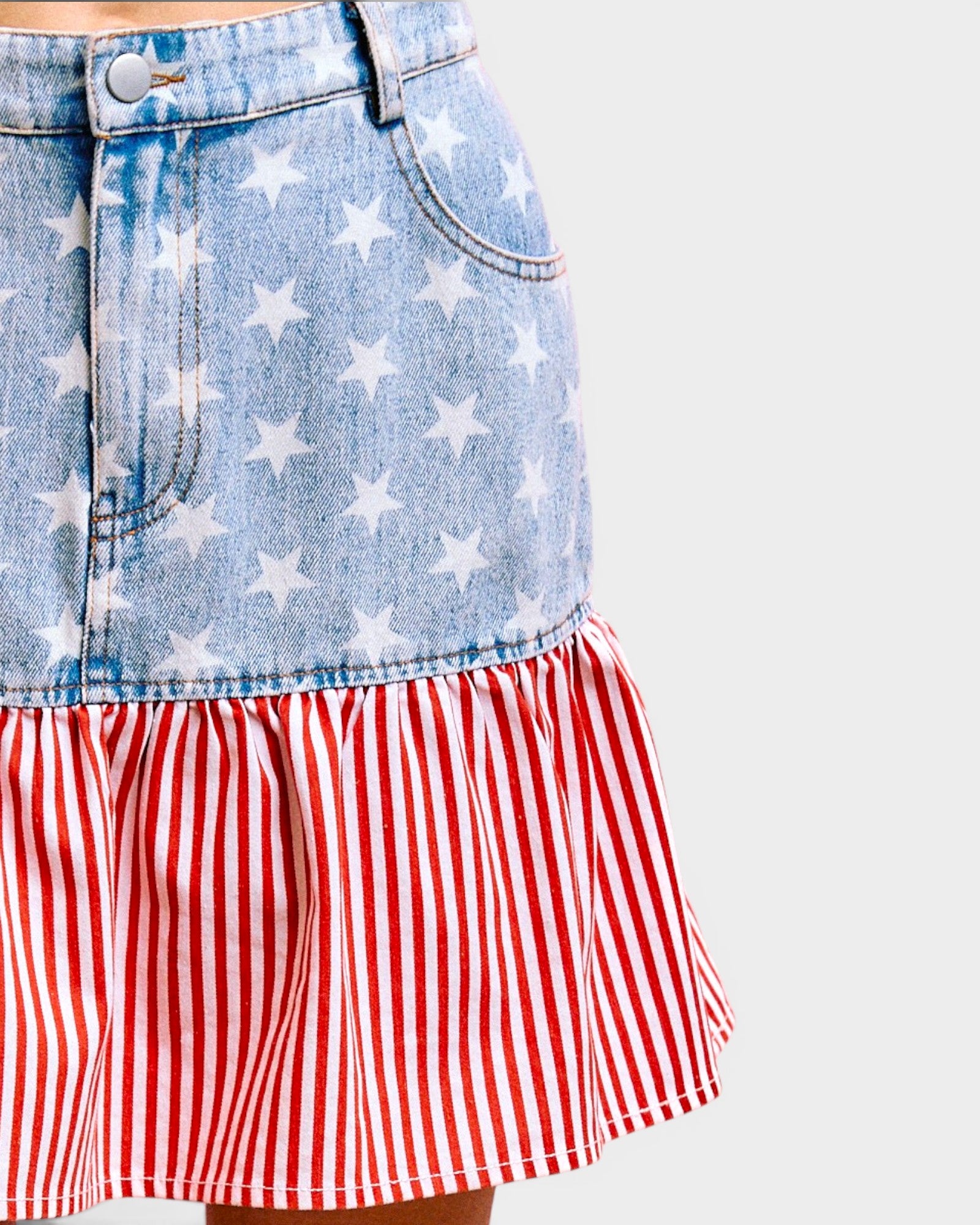 Skirt with American flag pattern on a plain background