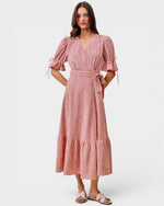 Red Stripe Wrap Midi Dress