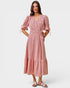 Red Stripe Wrap Midi Dress