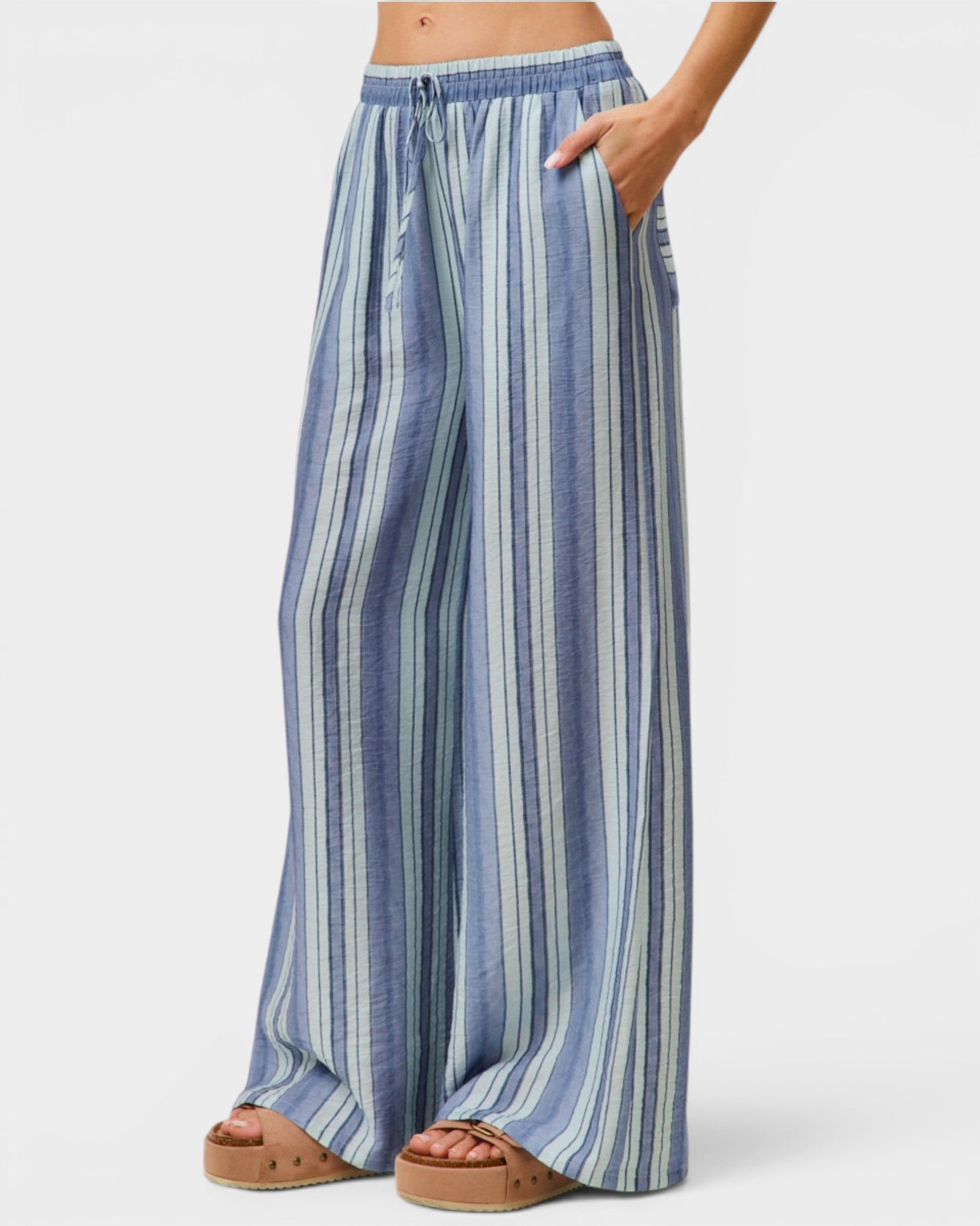 Blue Stripe Wide Leg Pants