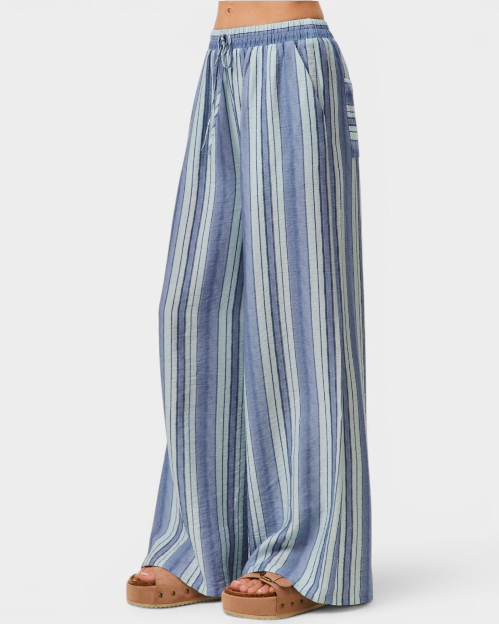 Blue Stripe Wide Leg Pants