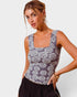 Charcoal Floral Seamless Square Neck Tank