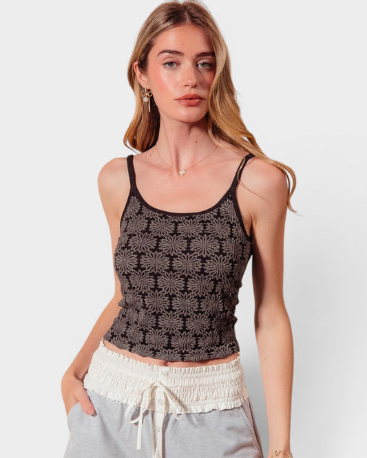 Charcoal Floral Seamless Cami Top