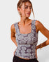 Charcoal Floral Seamless Square Neck Tank