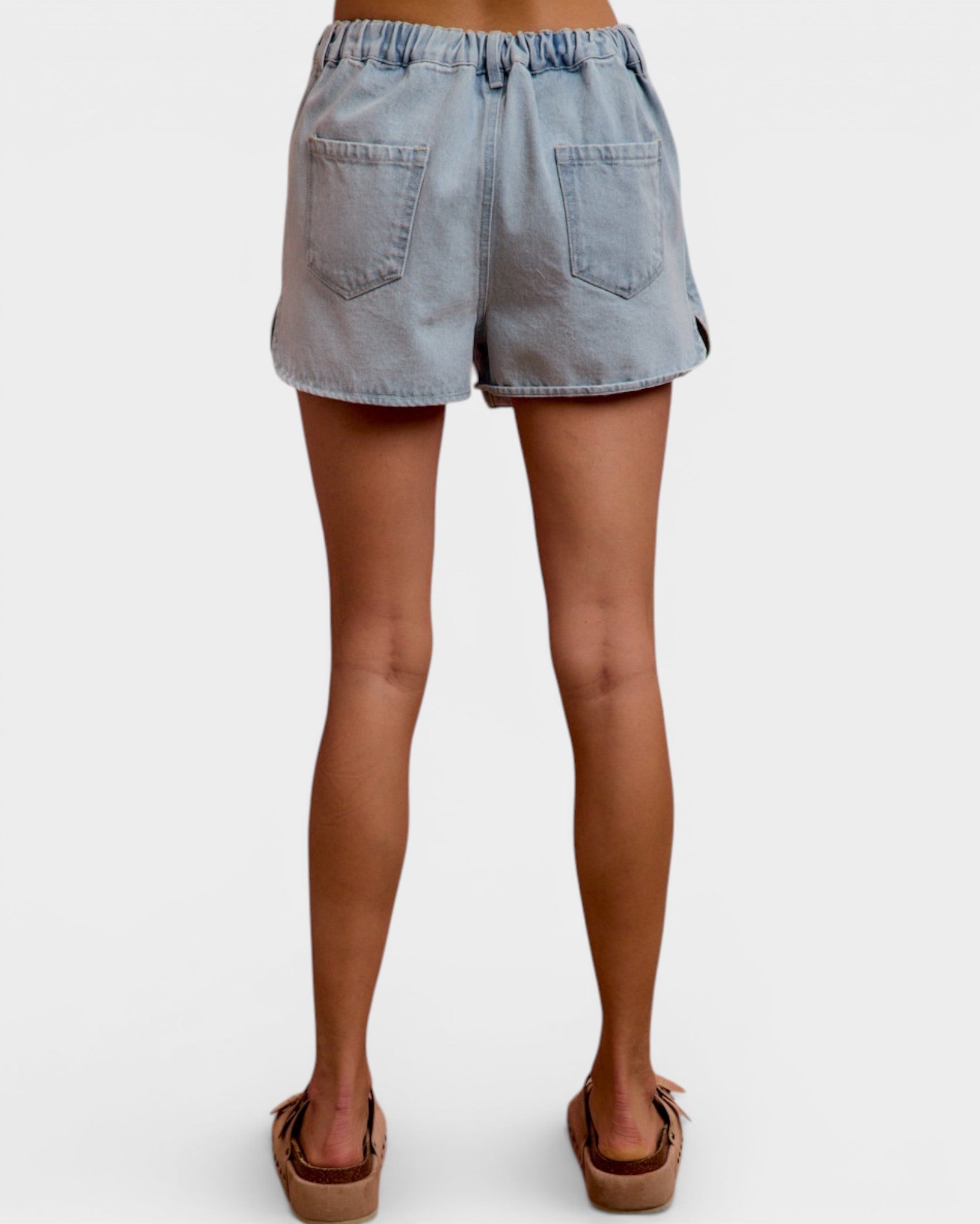 Light Wash Wrap Front Denim Skort