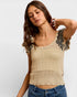 Oatmeal & Black Zigzag Sleeve Knit Top