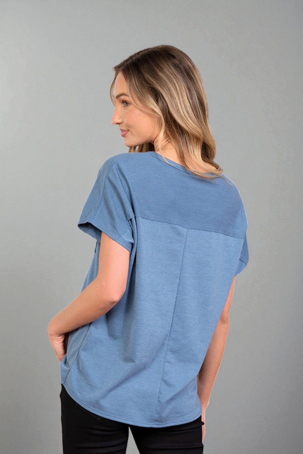 Denim Blue Short Sleeve Pocket Tee