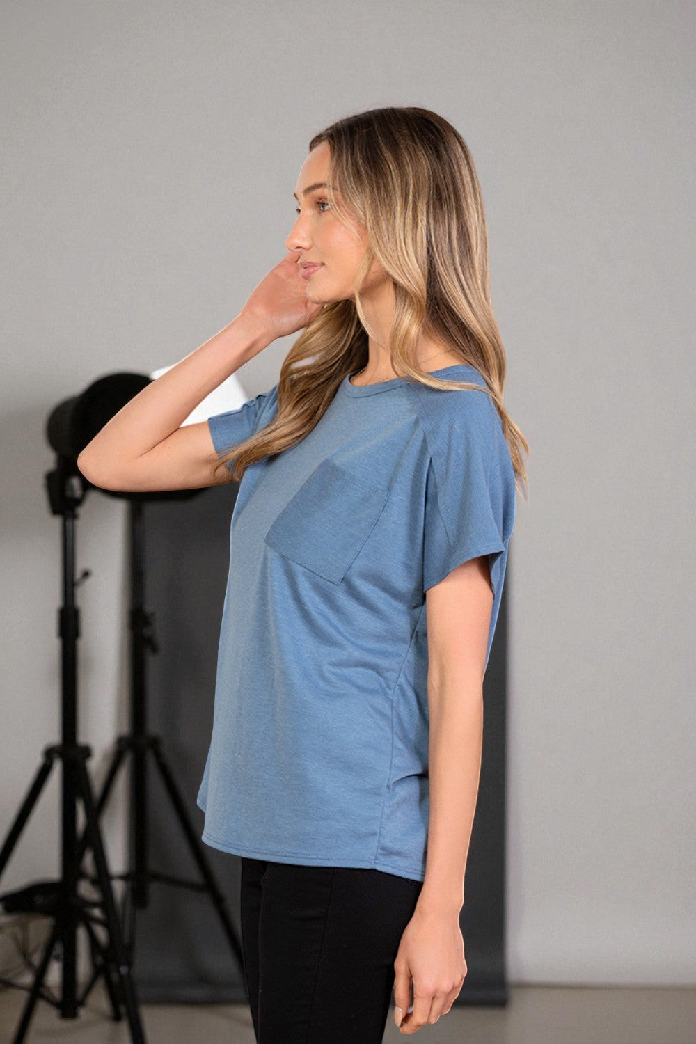 Denim Blue Short Sleeve Pocket Tee