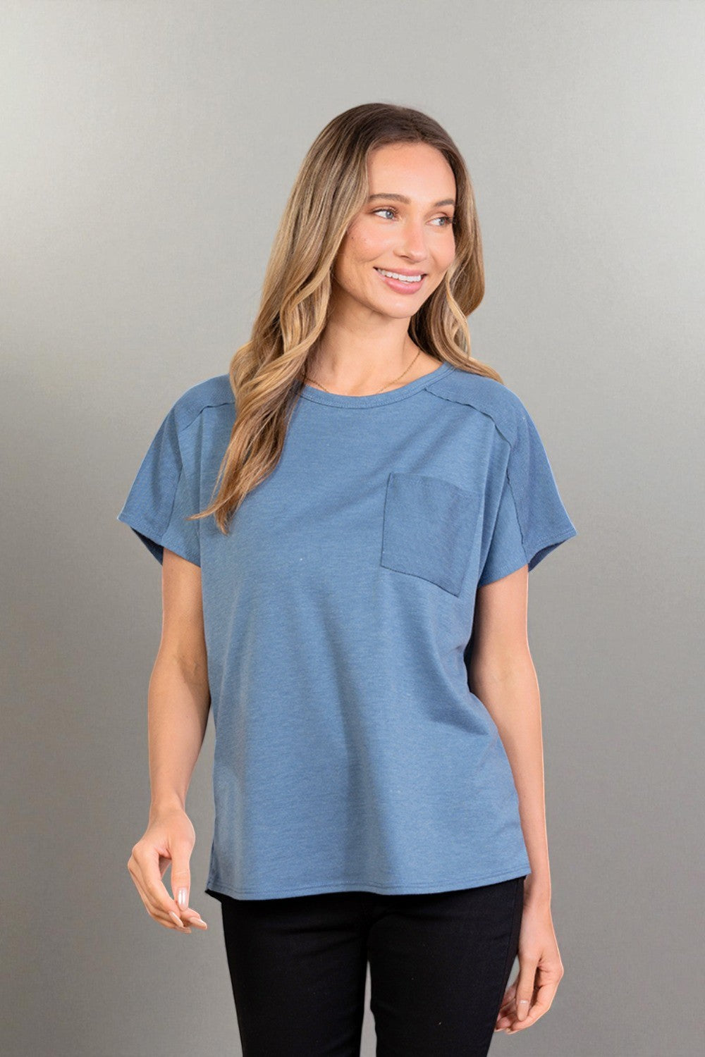 Denim Blue Short Sleeve Pocket Tee