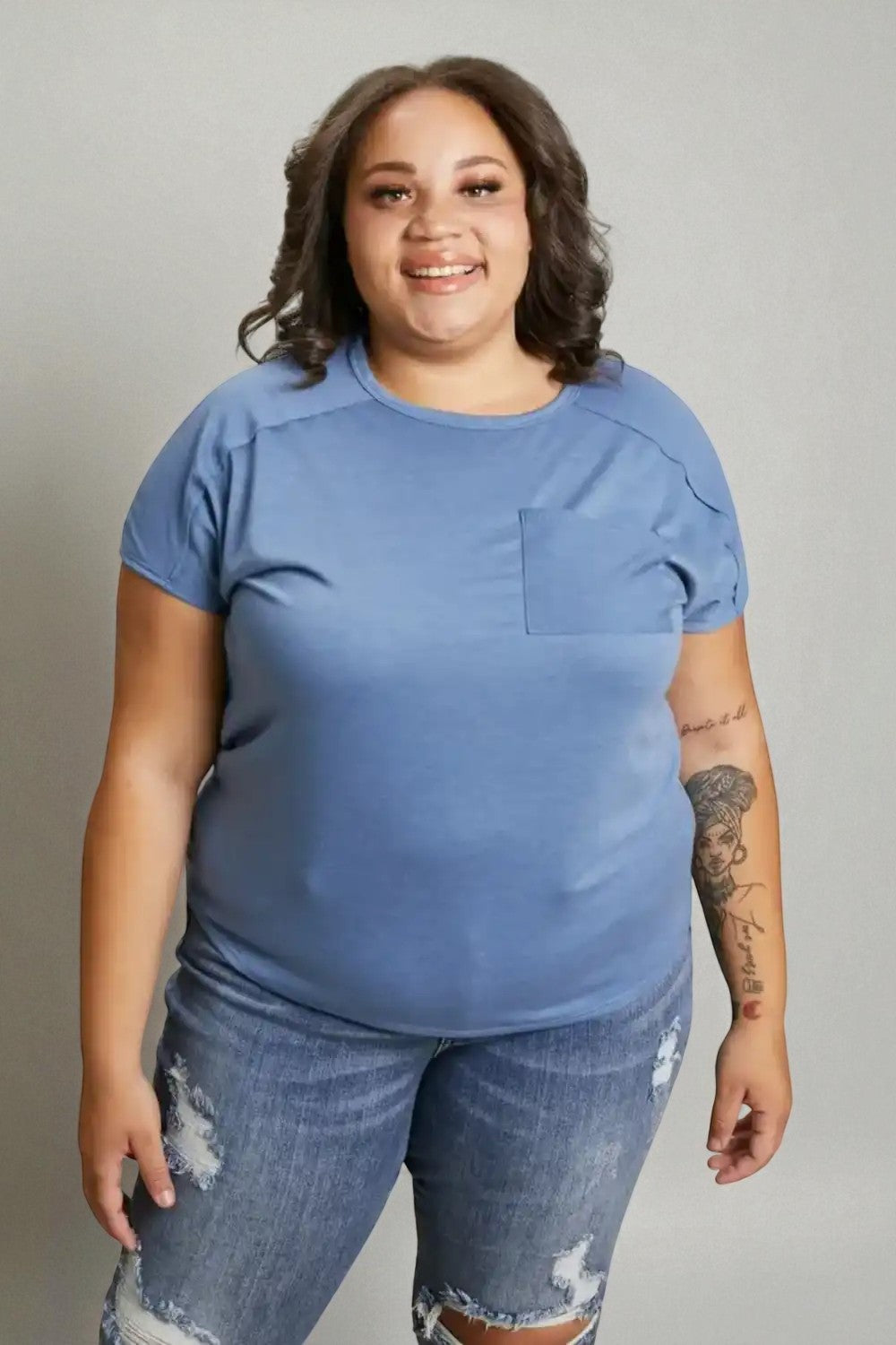 Denim Blue Short Sleeve Pocket Tee