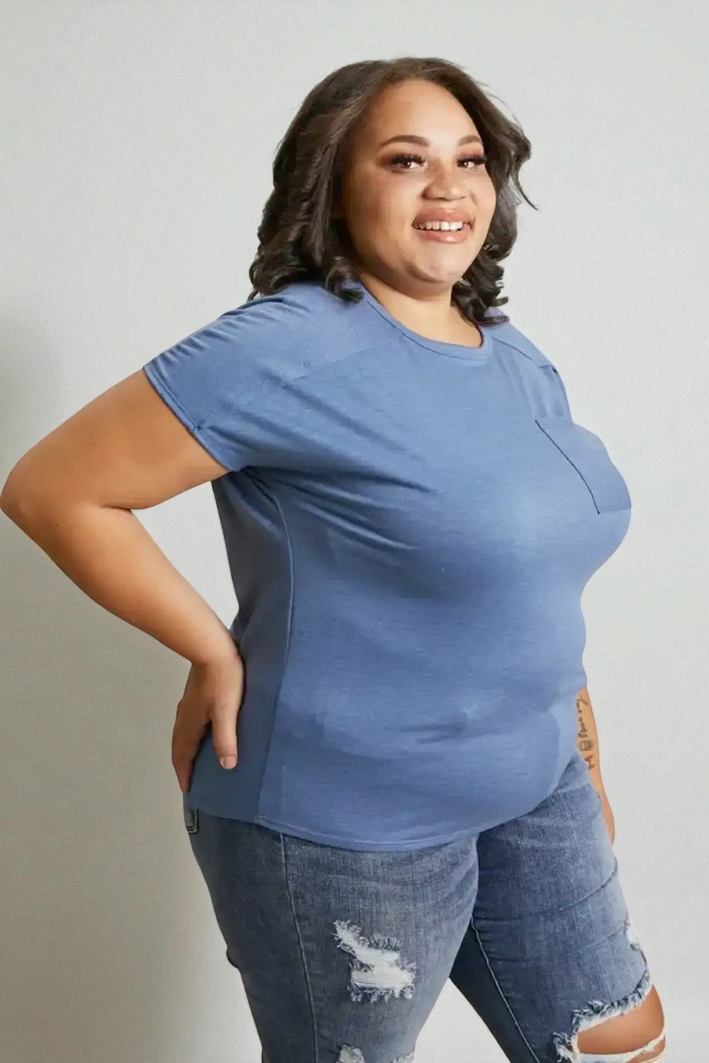 Denim Blue Short Sleeve Pocket Tee