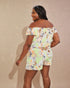 Lime Floral Off Shoulder Button Front Romper