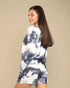 Navy & Ivory Tie-Dye Long Sleeve Shorts Set