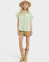 Sage & White Gingham Button Front Blouse