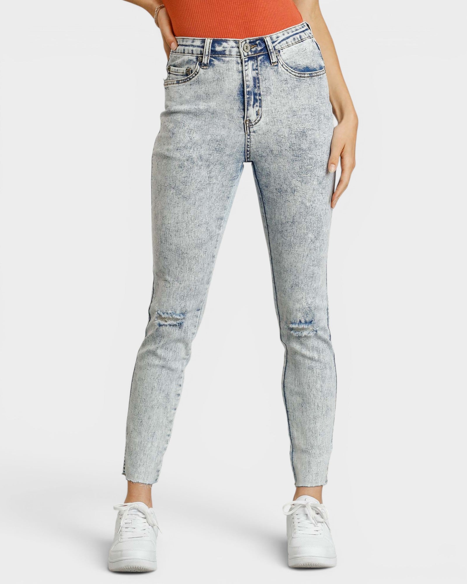 Light Wash Acid Wash Slim Jeans
