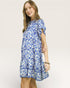 Ivory & Cobalt Damask Mini Dress