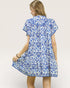 Ivory & Cobalt Damask Mini Dress