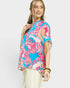 Turquoise & Pink Paisley Short Sleeve Top