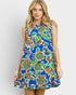 Blue Floral Sleeveless Mini Dress