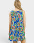 Blue Floral Sleeveless Mini Dress
