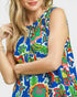 Blue Floral Sleeveless Mini Dress