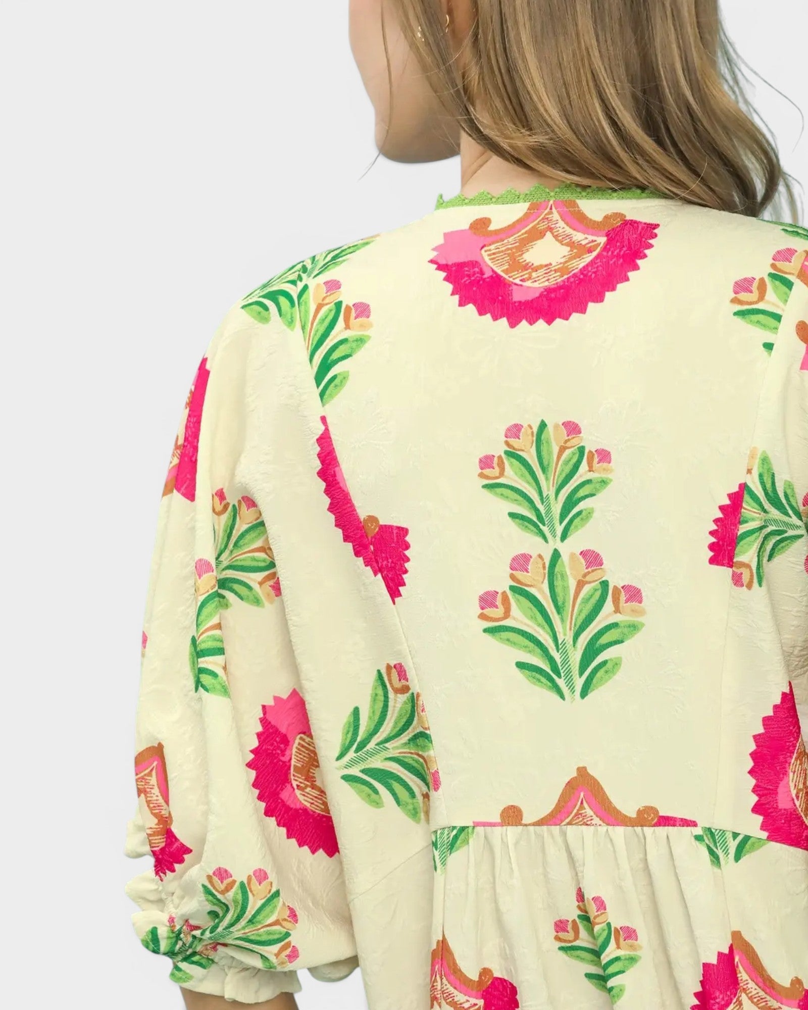 Ivory Botanical Print Midi Dress