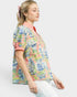 Coral Chinoiserie Puff Sleeve Top