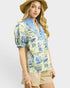 Blue Chinoiserie Puff Sleeve Top