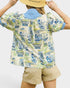 Blue Chinoiserie Puff Sleeve Top