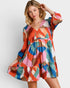 Coral & Teal Abstract Mini Dress