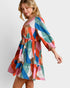 Coral & Teal Abstract Mini Dress