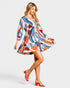Coral & Blue Abstract Mini Dress