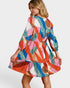 Coral & Teal Abstract Mini Dress